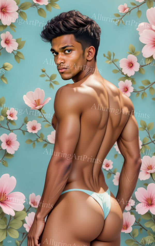 Black Male Model Muscular Buns Digital Art AI Fantasy - 374C