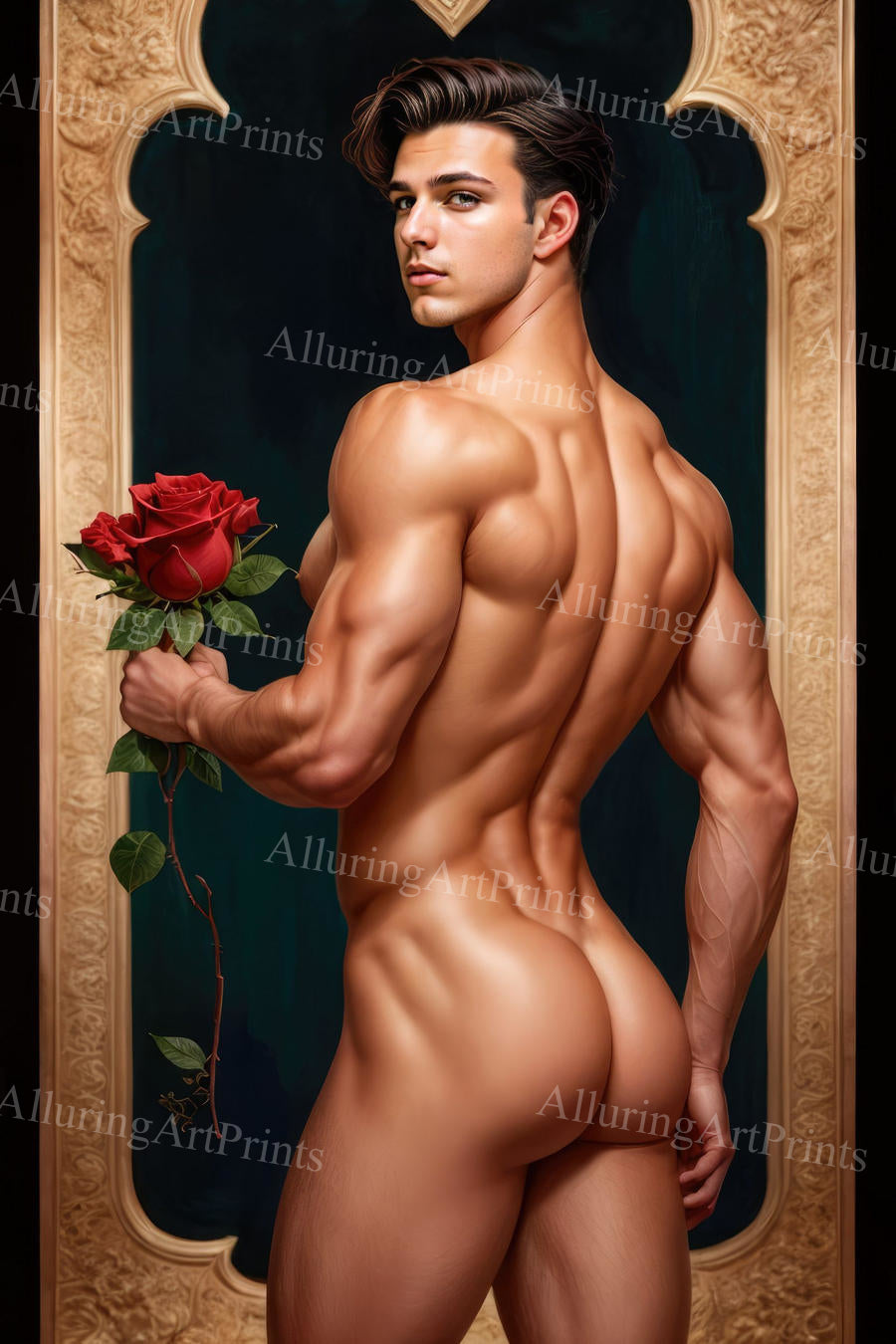 Male Model Muscular Buns Digital Art AI Fantasy - 384C