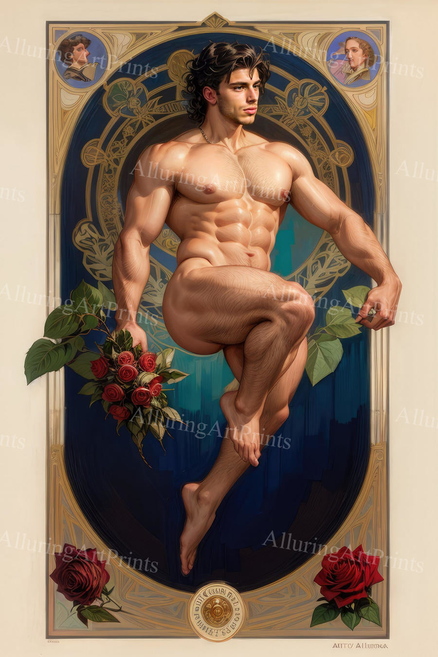 Male Model Muscular Beefcake Digital Art AI Fantasy - 385C