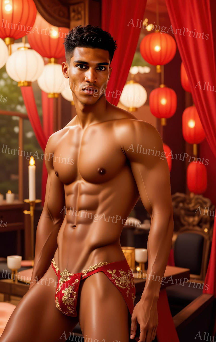 Black Male Model Muscular Beefcake Digital Art AI Fantasy - 387C