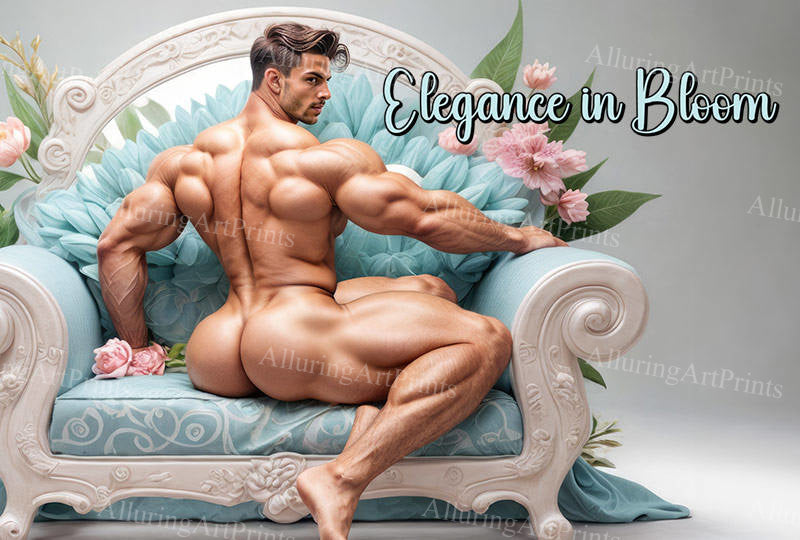 Nude Male Model Muscular Buns Digital Art AI Fantasy - 394C