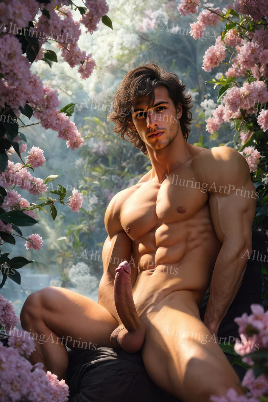 Nude Male Model Muscular Beefcake Digital Art AI Fantasy - 396C