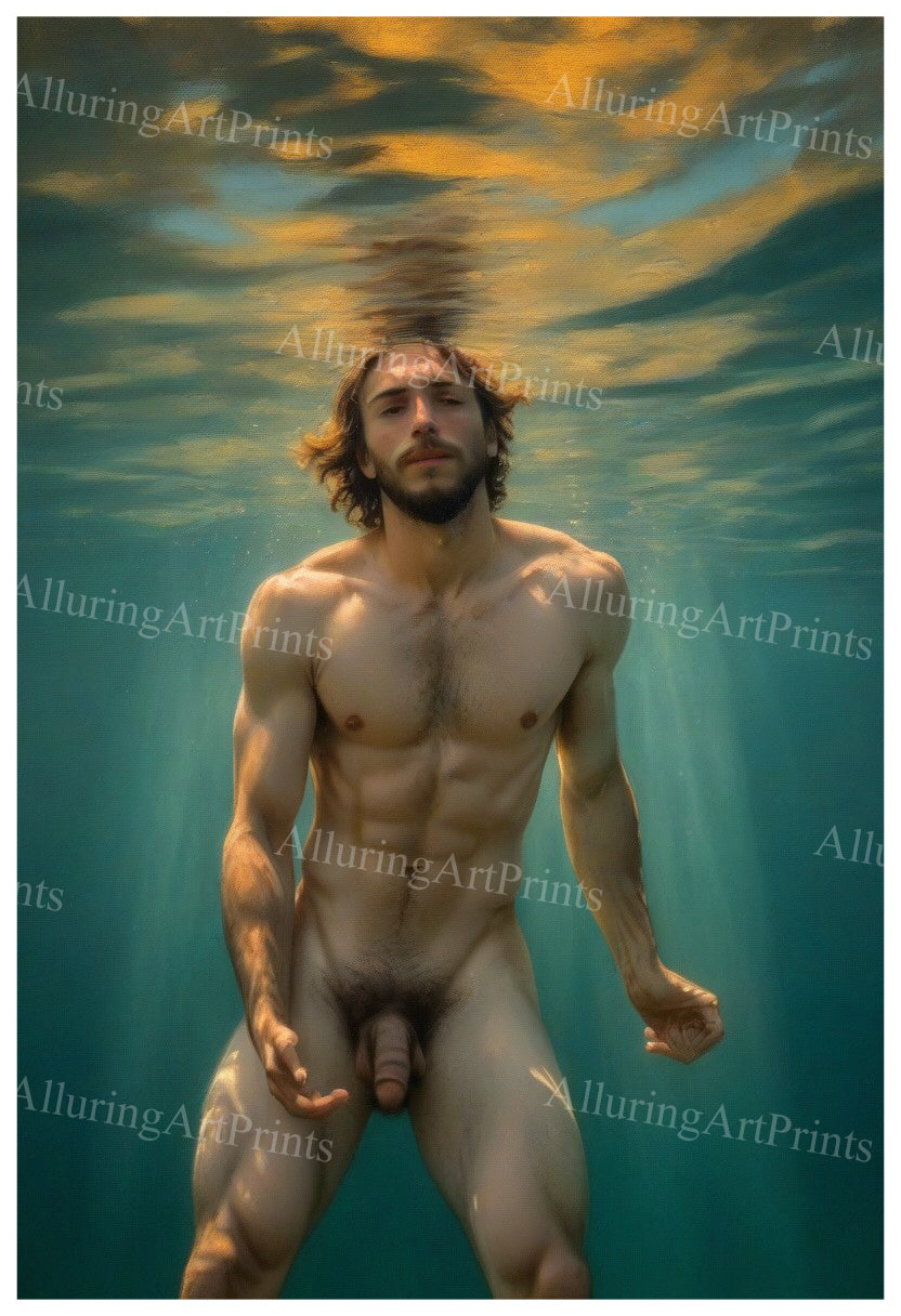 Nude Male Model Muscular Frontal Digital Art AI Fantasy - 464C