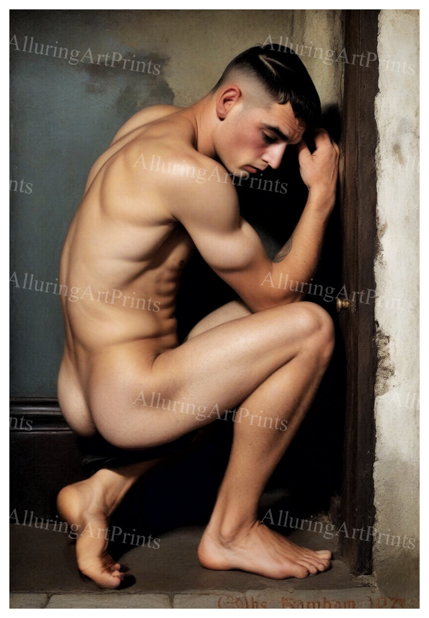 Nude Male Model Muscular Frontal Digital Art AI Fantasy - 465C