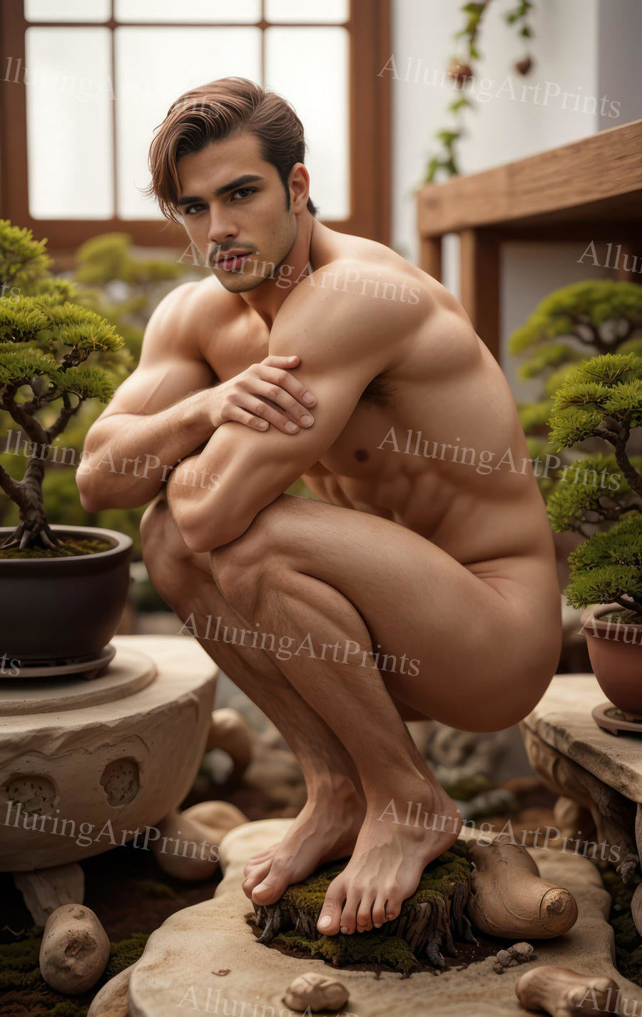 Nude Male Model Muscular Beefcake Digital Art AI Fantasy - 466C