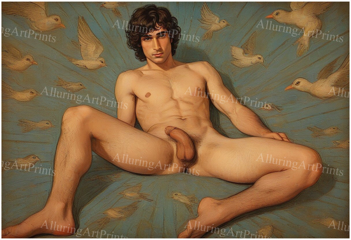 Nude Male Model Muscular Frontal Digital Art AI Fantasy - 490C