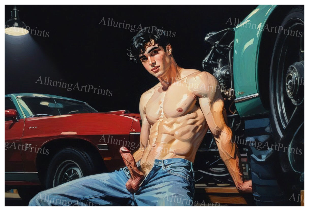 Nude Male Model Muscular Frontal Digital Art AI Fantasy - 497C