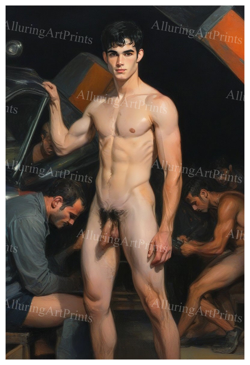 Nude Male Model Muscular Frontal Digital Art AI Fantasy - 499C