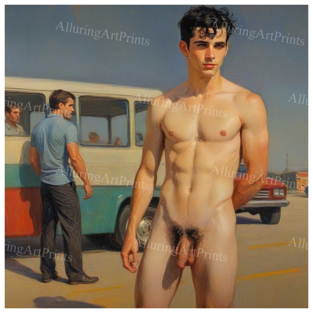 Nude Male Model Muscular Frontal Digital Art AI Fantasy - 500C