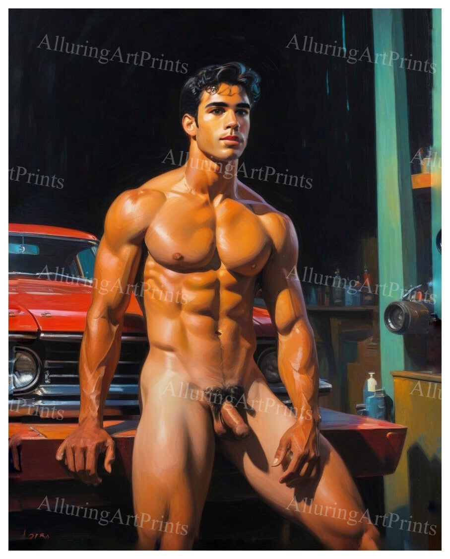 Nude Male Model Muscular Frontal Digital Art AI Fantasy - 501C