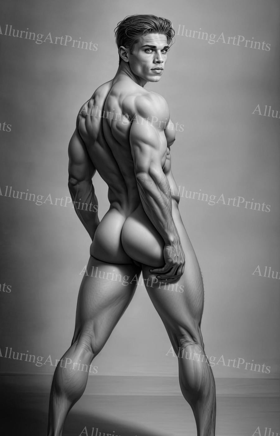 Male Model Muscular Beefcake Buns Digital Art AI Fantasy - 544C