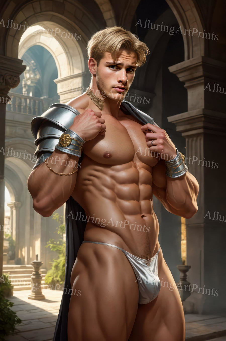 Male Model Muscular Beefcake Digital Art AI Fantasy - 641C