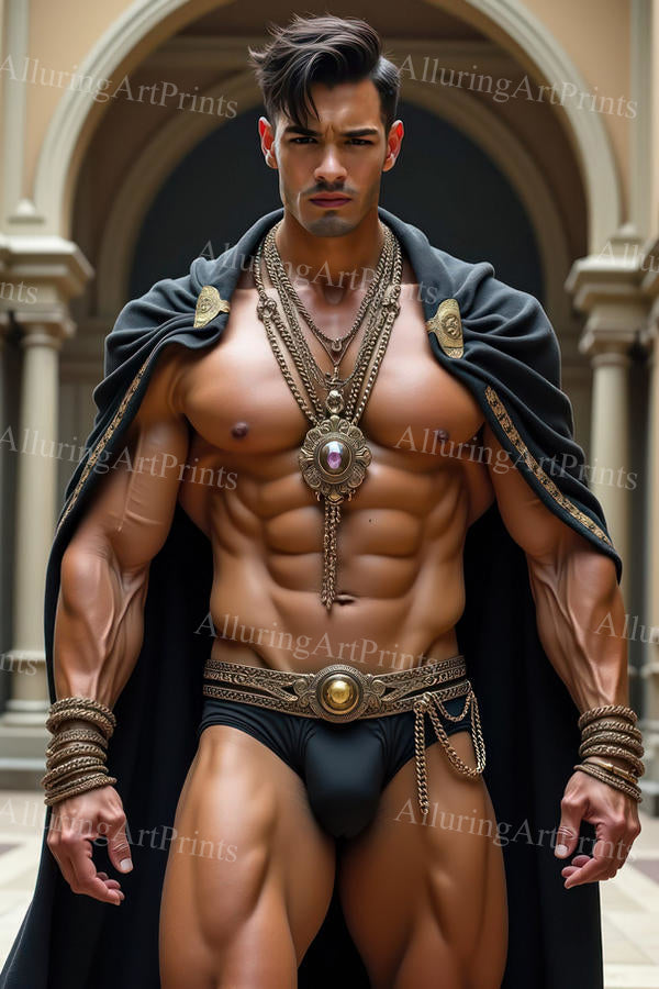 Male Model Muscular Digital Art AI Fantasy - 656C