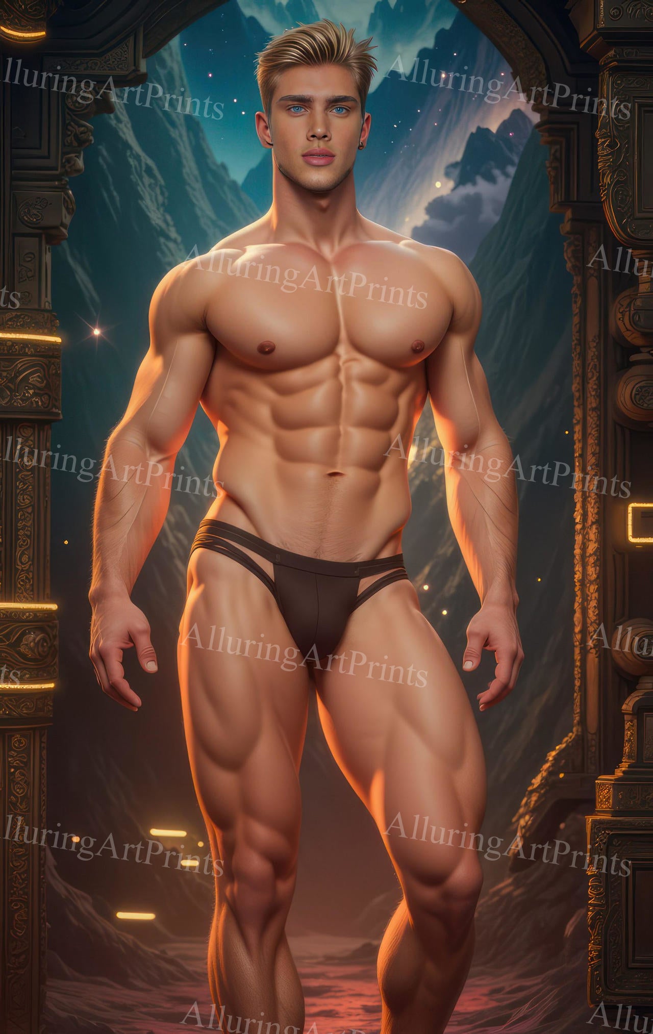 Male Model Muscular Digital Art AI Fantasy - 662C