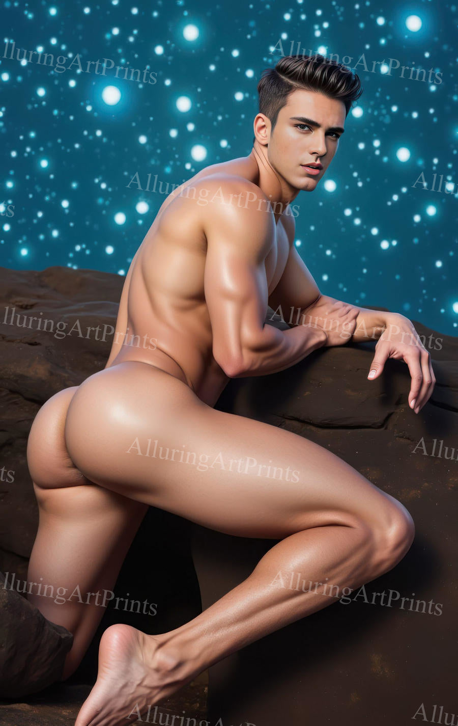 Nude Male Model Muscular Buns Digital Art AI Fantasy - 663C