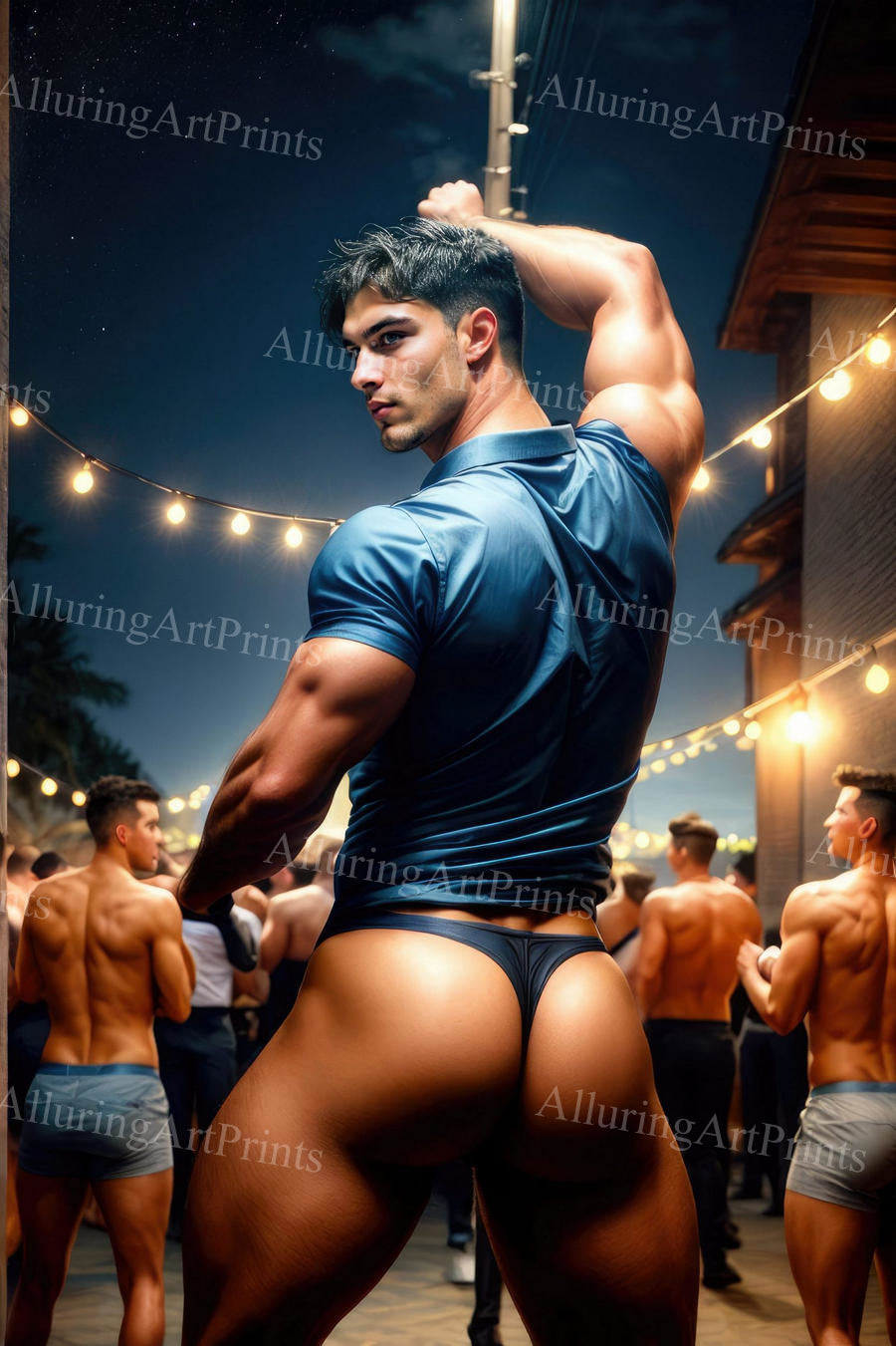 Male Model Muscular Buns Digital Art AI Fantasy - 667C