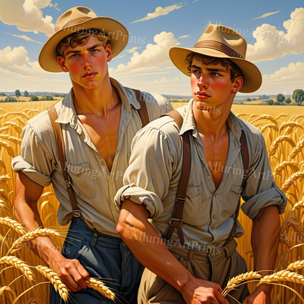 Male Models Muscular Cowboy Digital Art AI Fantasy - 67C