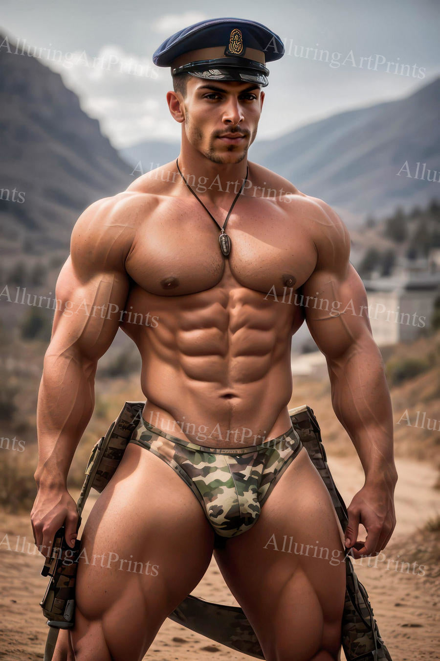 Male Model Muscular Digital Art AI Fantasy - 671C