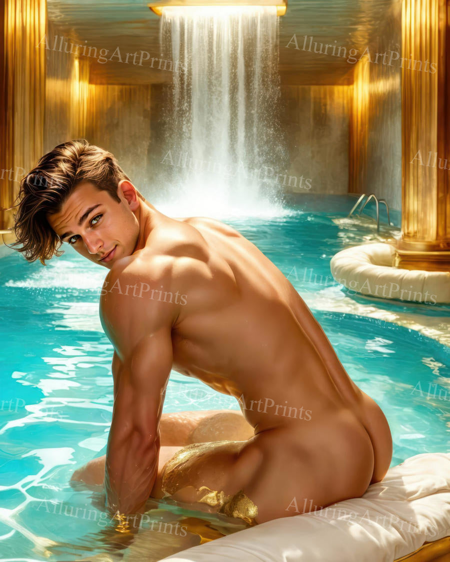 Nude Male Model Muscular Buns Digital Art AI Fantasy - 684C