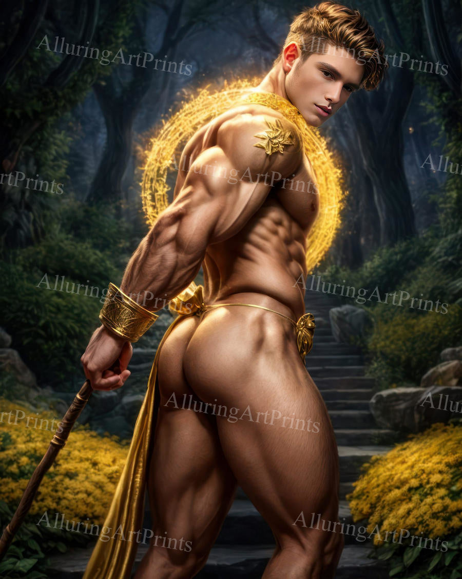 Male Model Muscular Beefcake Buns Digital Art AI Fantasy - 692C