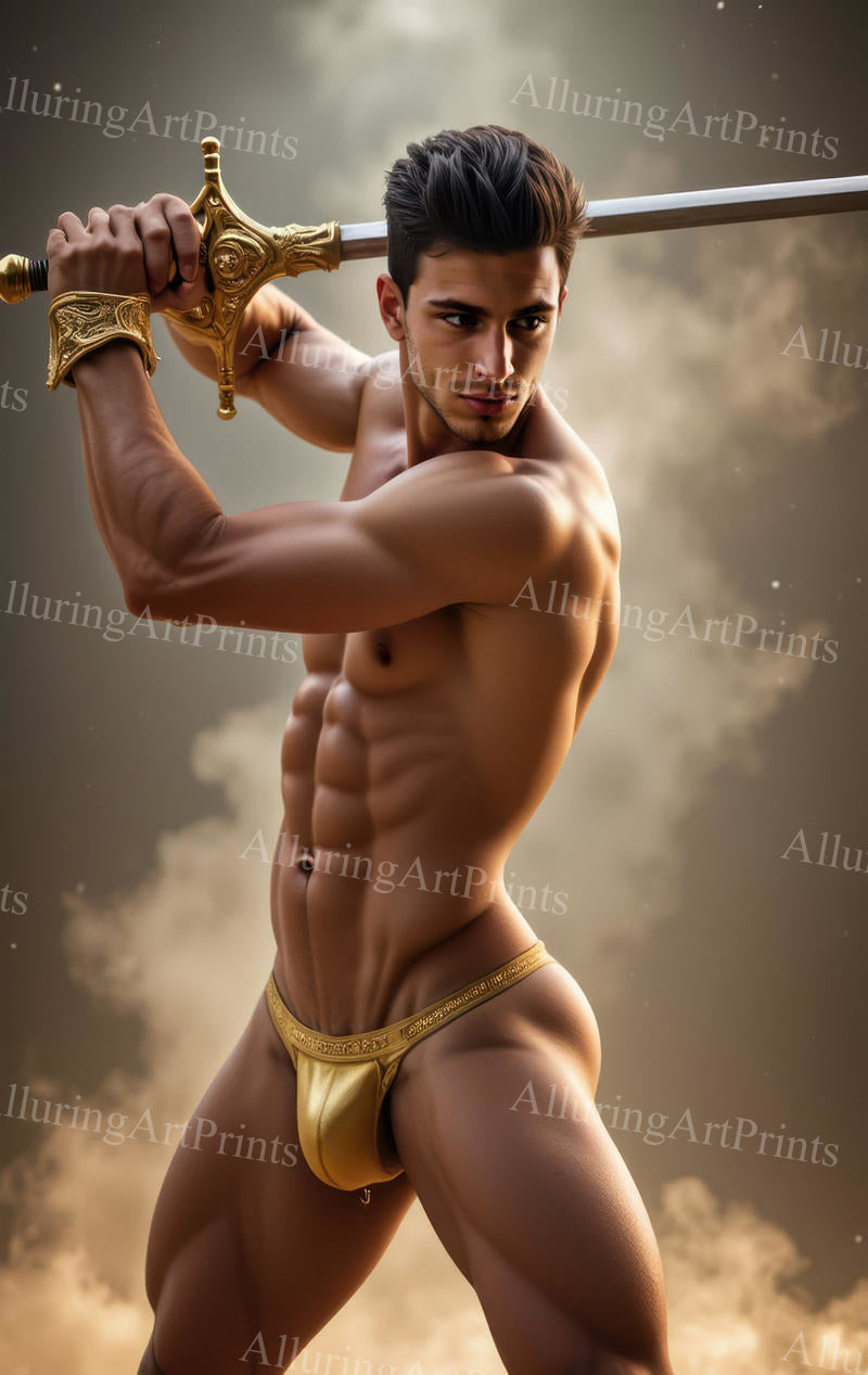 Male Model Muscular Beefcake Digital Art AI Fantasy - 695C
