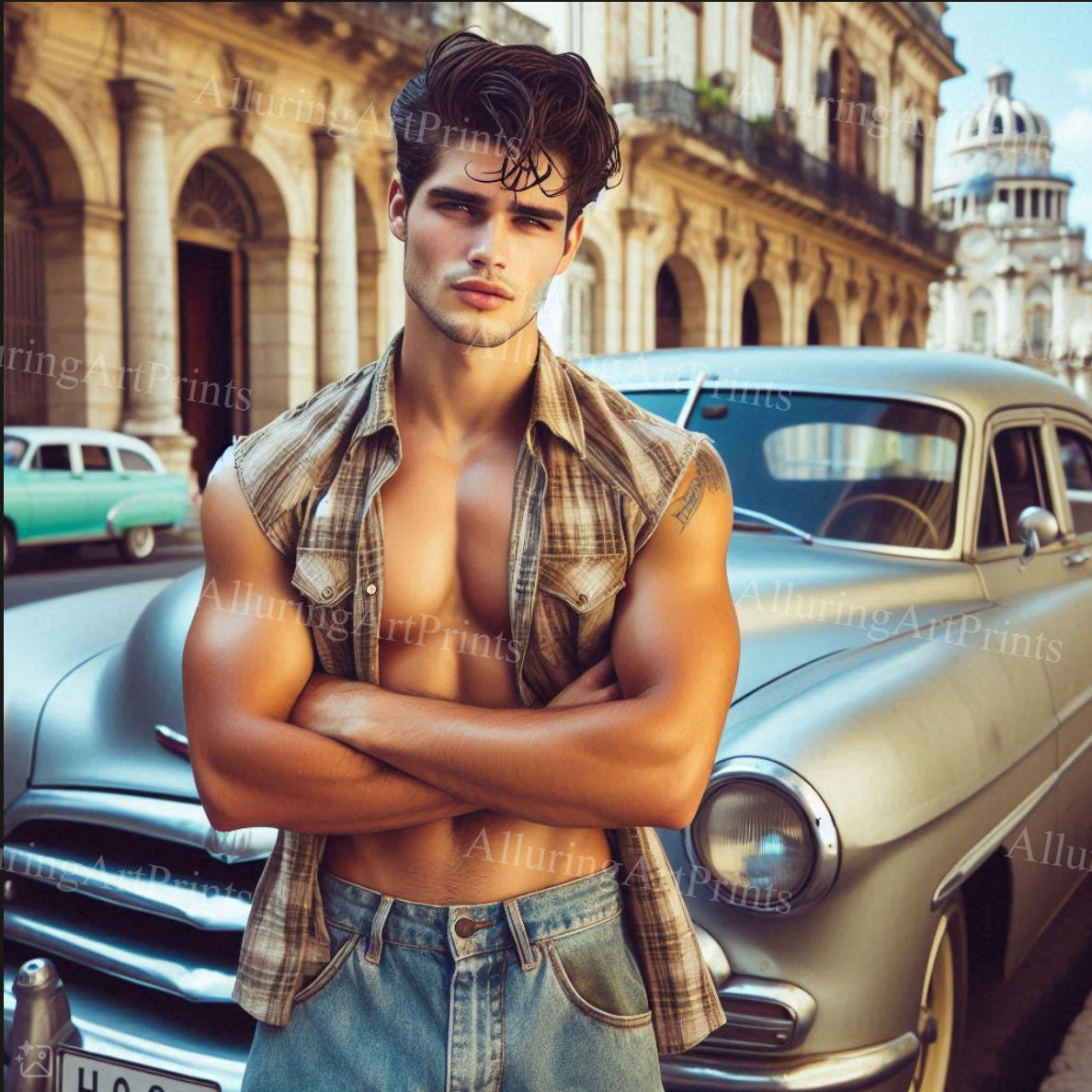 Male Model Muscular Digital Art AI Fantasy - 70C