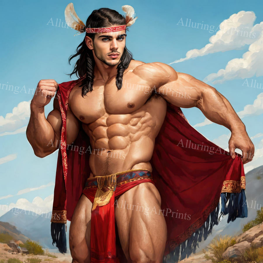 Male Model Muscular Beefcake Digital Art AI Fantasy - 700C