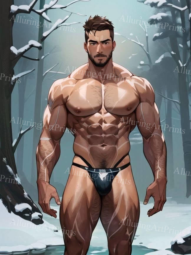 Male Model Muscular Digital Art AI Fantasy - 103D