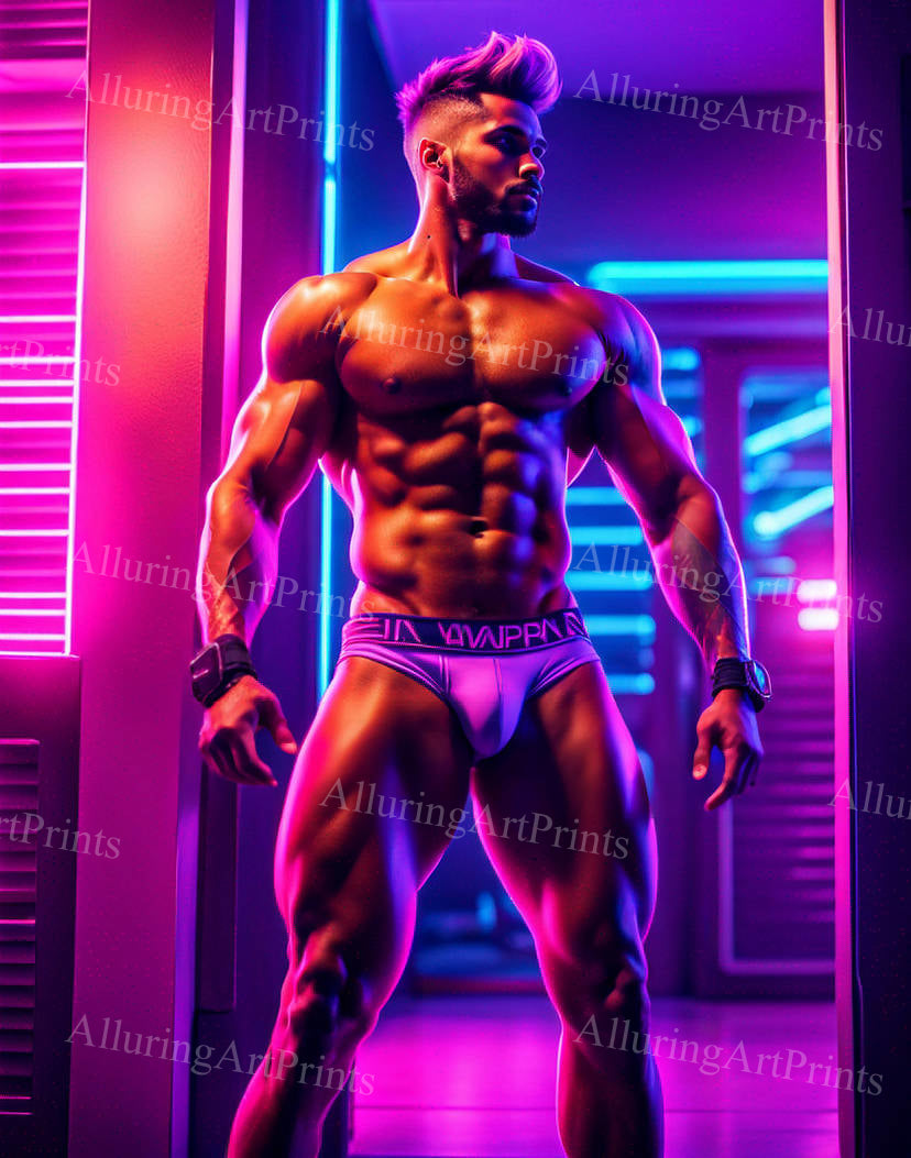 Male Model Muscular Digital Art AI Fantasy - 104D