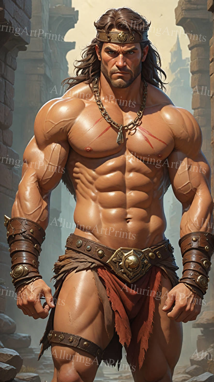 Male Model Muscular Digital Art AI Fantasy - 107D