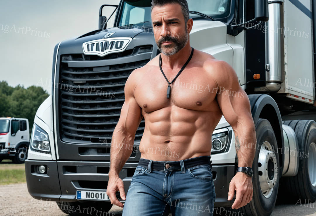 Male Model Muscular Digital Art AI Fantasy - 110D