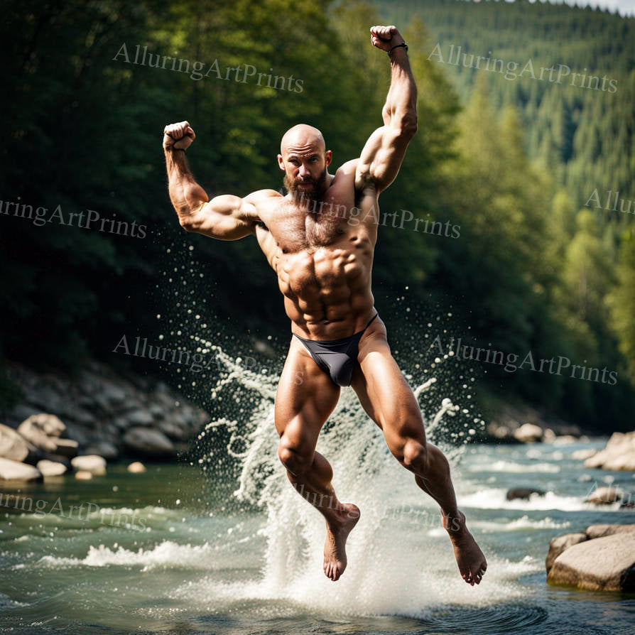 Male Model Muscular Digital Art AI Fantasy - 112D