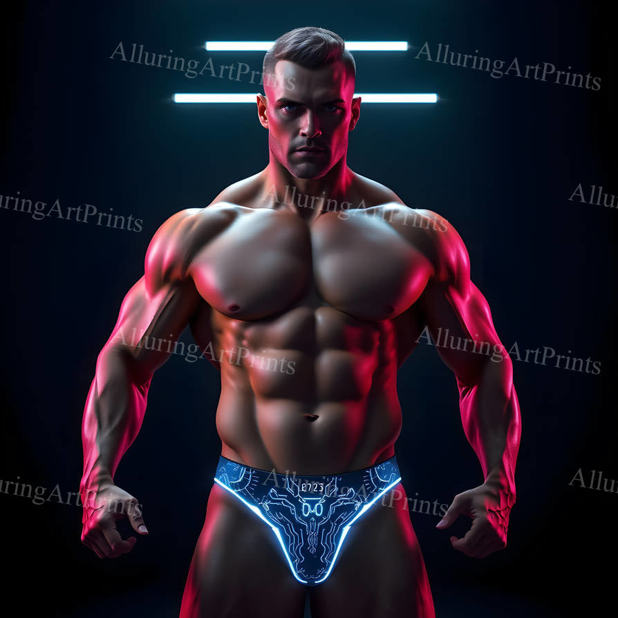 Male Model Muscular Digital Art AI Fantasy - 114D