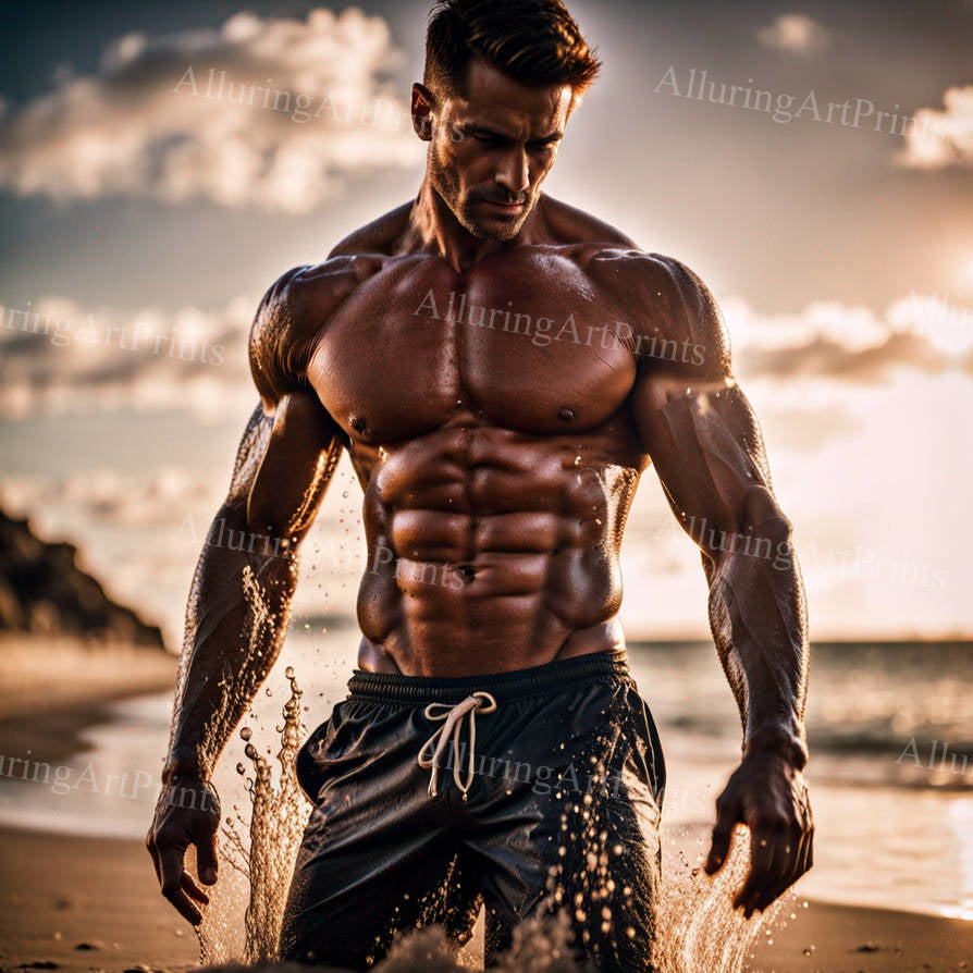 Male Model Muscular Digital Art AI Fantasy - 126D