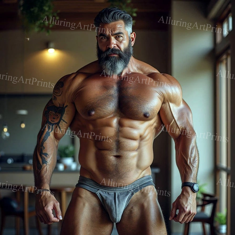 Male Model Muscular Digital Art AI Fantasy - 141D