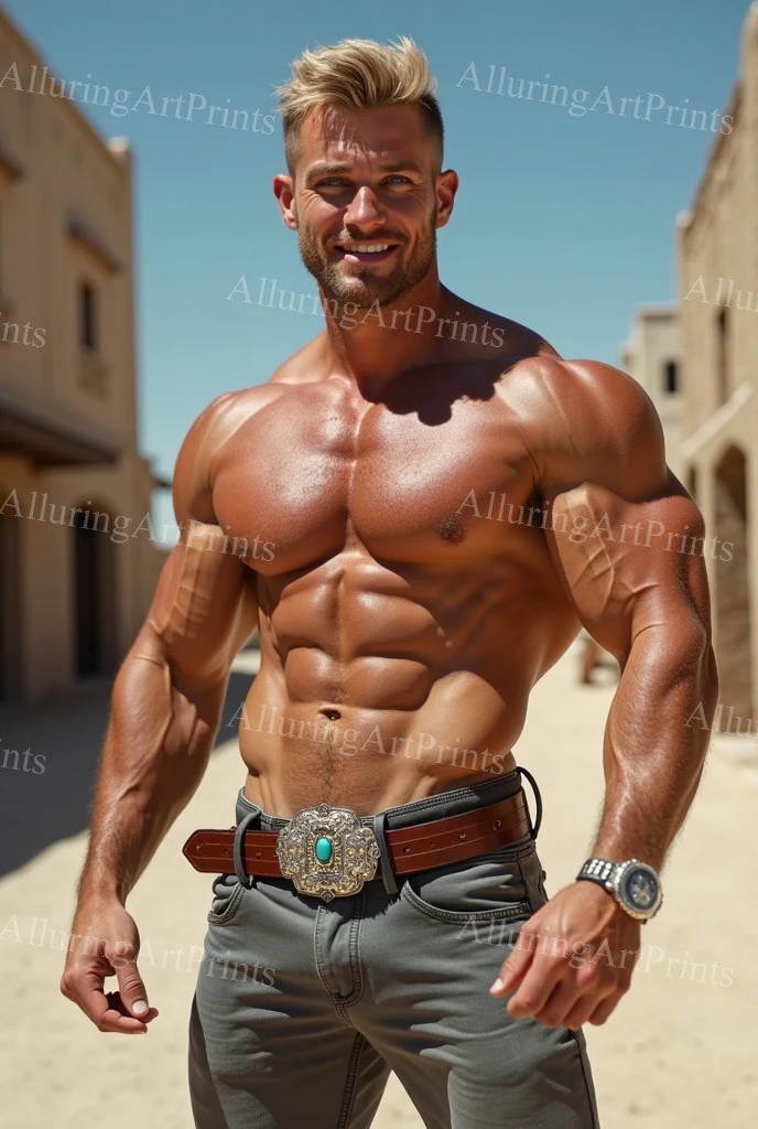 Male Model Muscular Digital Art AI Fantasy - 145D