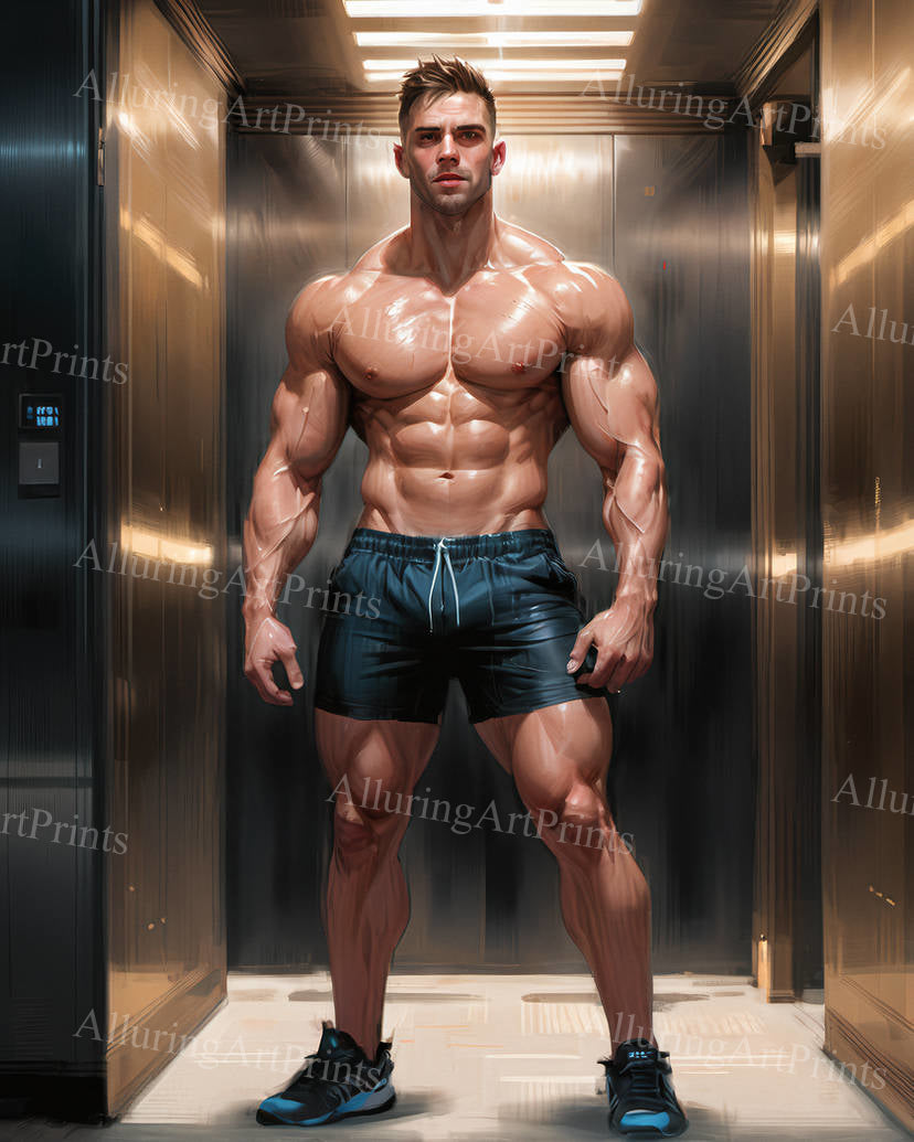 Male Model Muscular Digital Art AI Fantasy - 157D