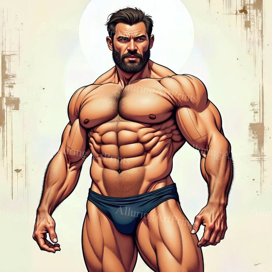 Male Model Muscular Digital Art AI Fantasy - 17D