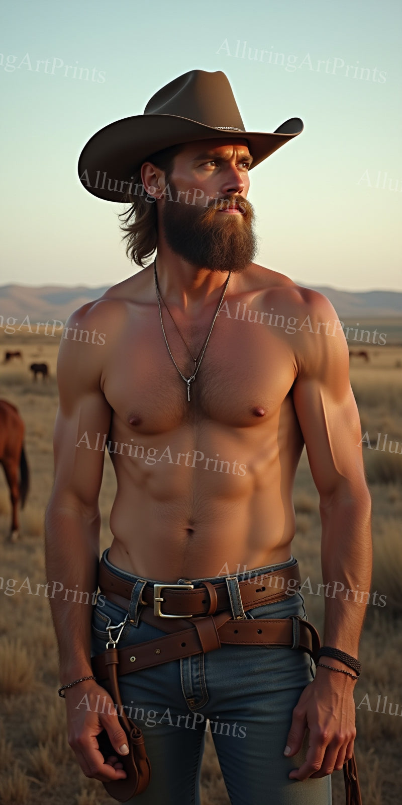 Male Model Muscular Digital Art AI Fantasy - 17D