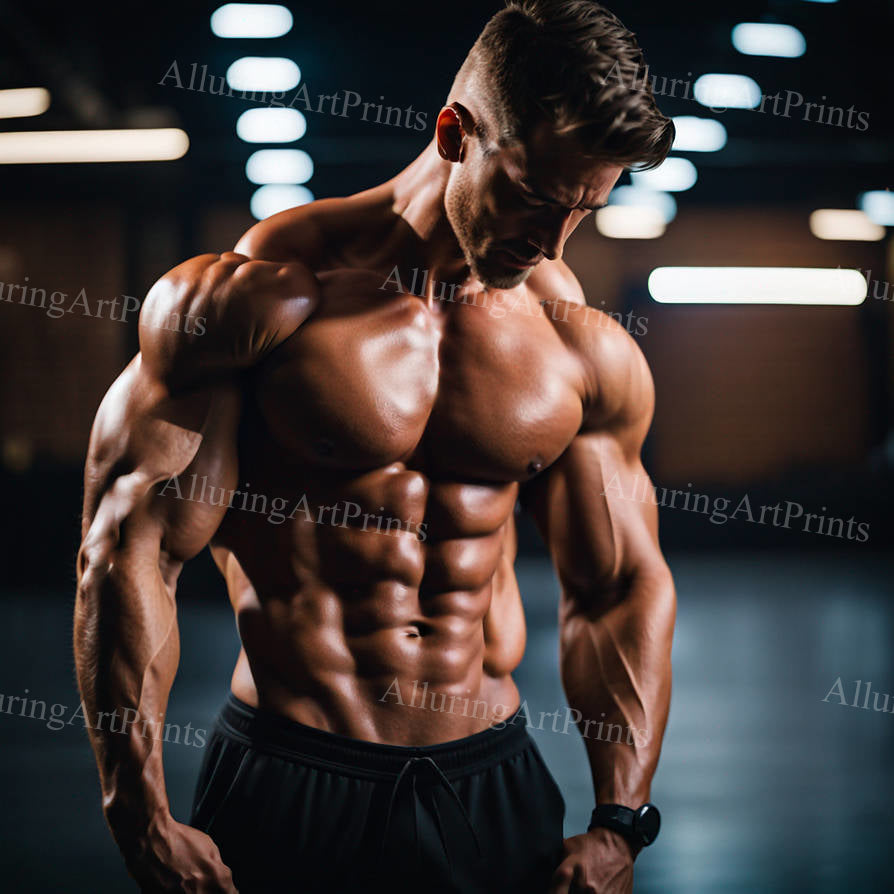 Male Model Muscular Digital Art AI Fantasy - 180D