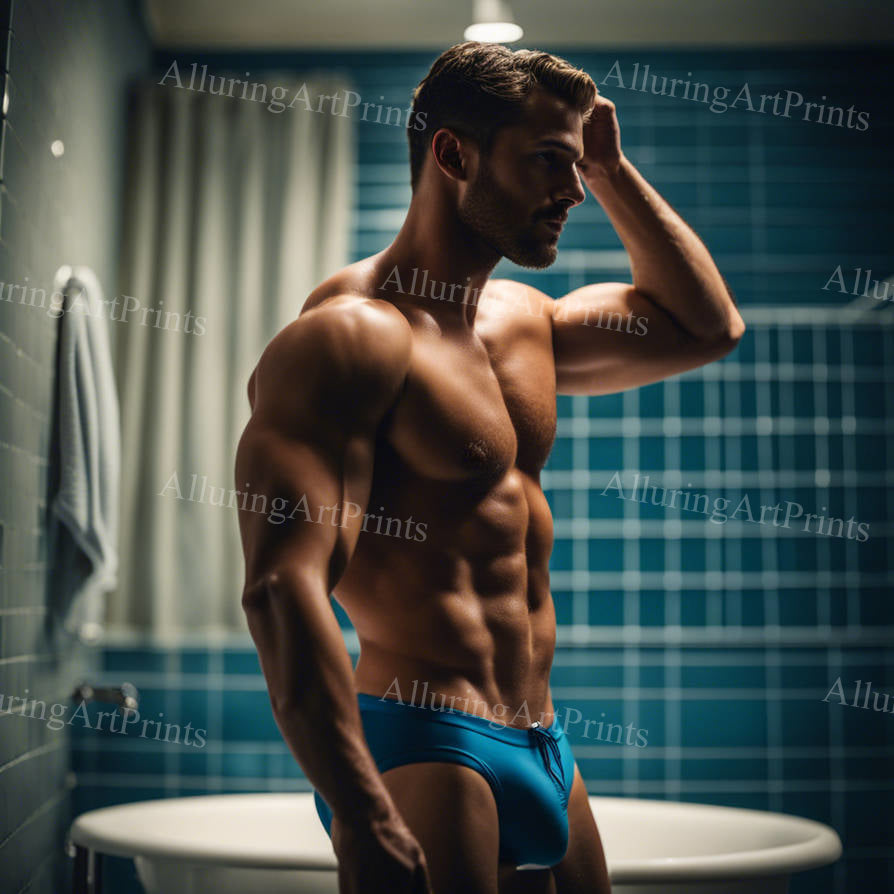 Male Model Muscular Digital Art AI Fantasy - 205D