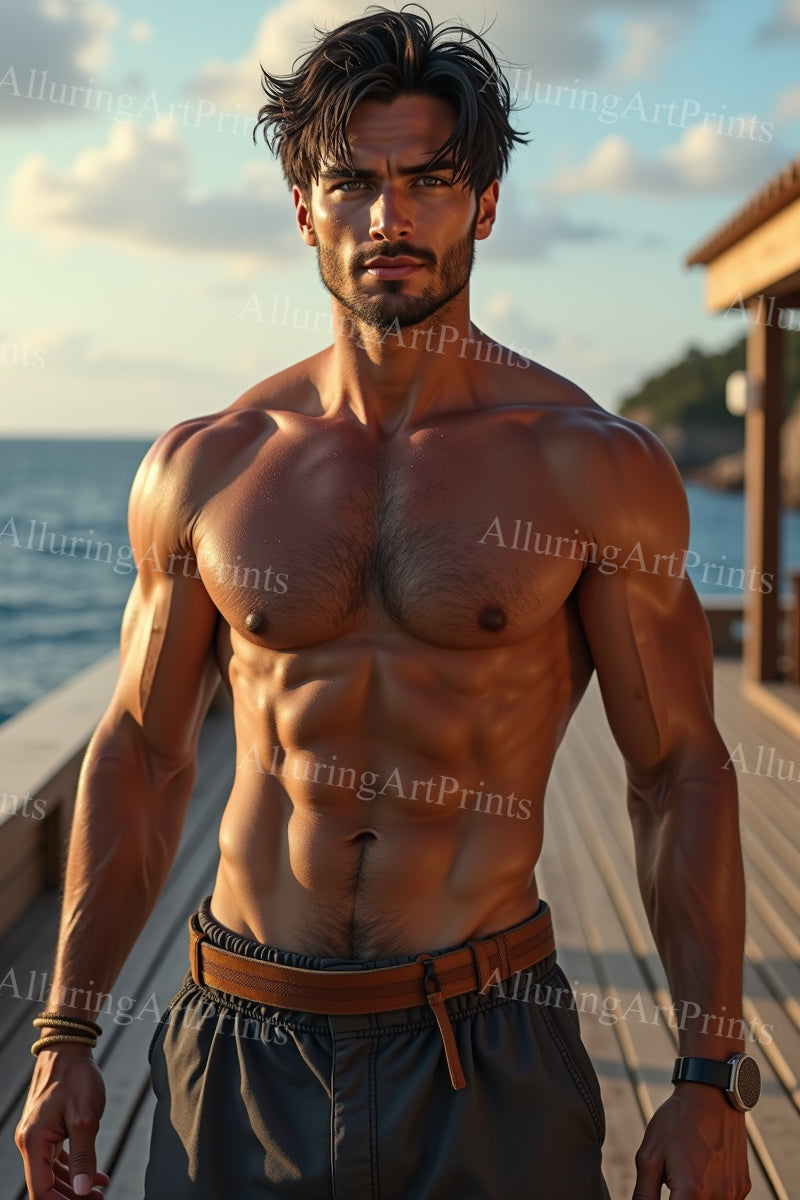 Male Model Muscular Digital Art AI Fantasy - 22D