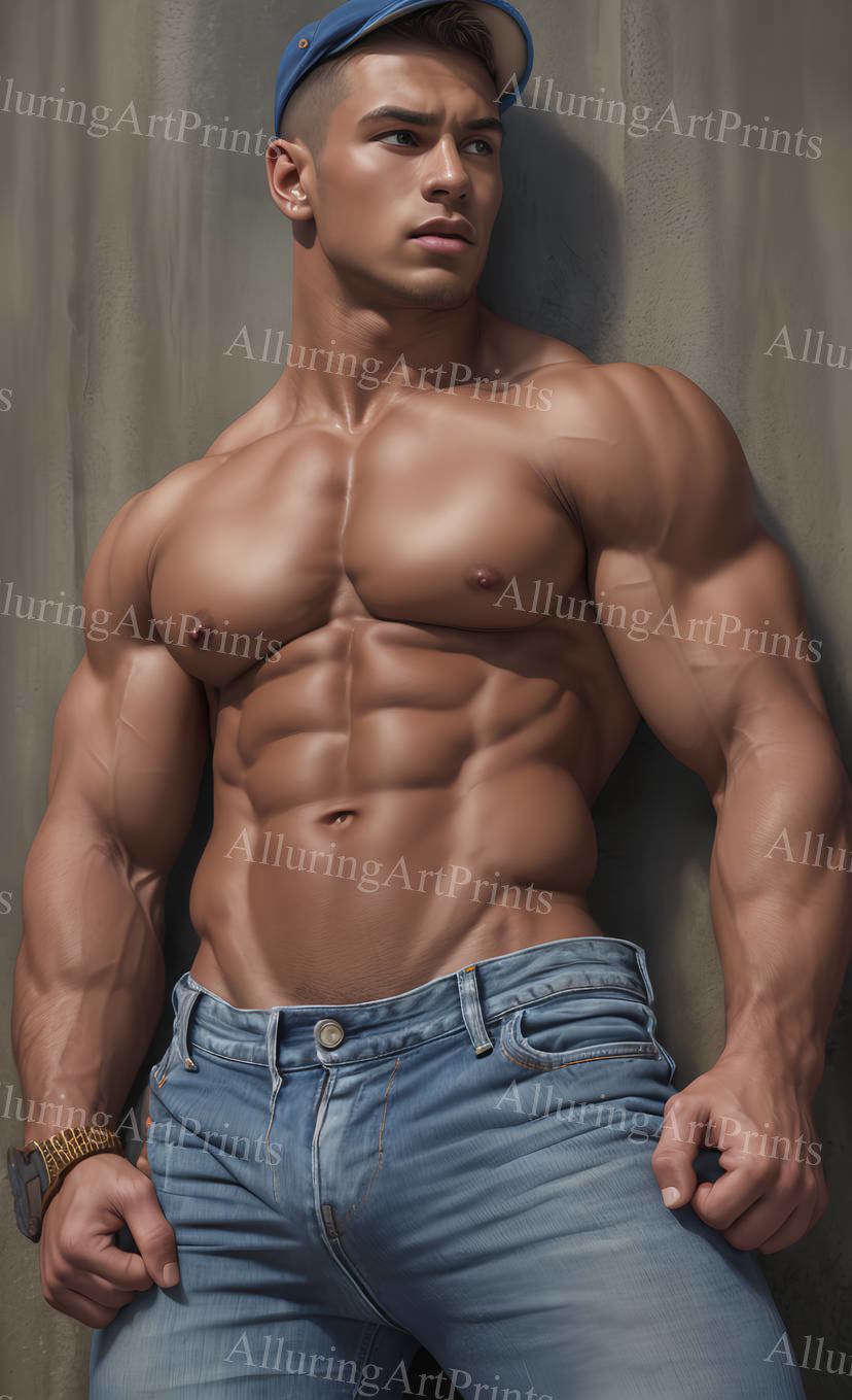 Male Model Muscular Digital Art AI Fantasy - 234D