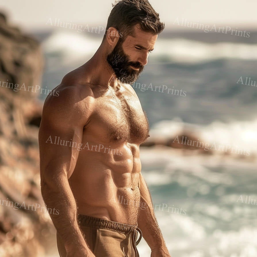 Male Model Muscular Digital Art AI Fantasy - 245D