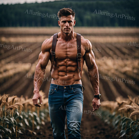 Male Model Muscular Digital Art AI Fantasy - 251D