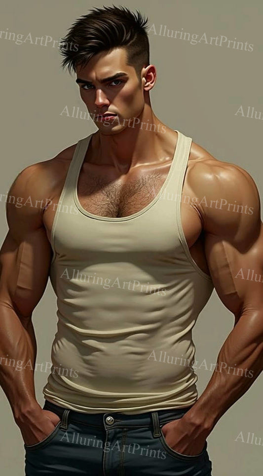 Male Model Muscular Digital Art AI Fantasy - 255D