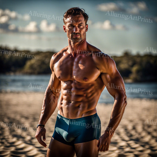 Male Model Muscular Digital Art AI Fantasy - 258D