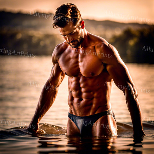 Male Model Muscular Digital Art AI Fantasy - 260D