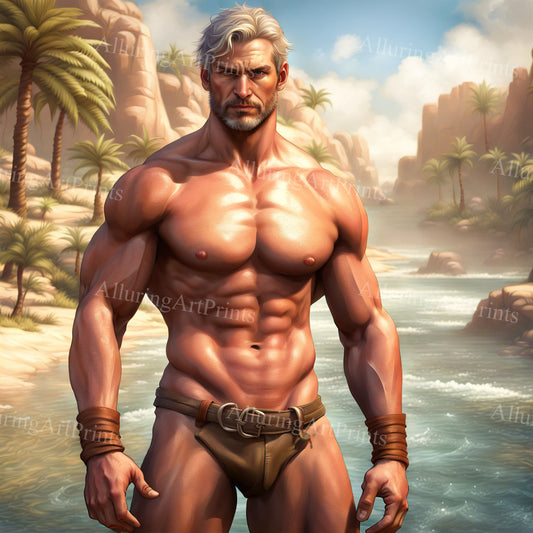 Male Model Muscular Digital Art AI Fantasy - 263D