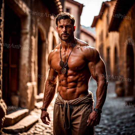 Male Model Muscular Digital Art AI Fantasy - 264D